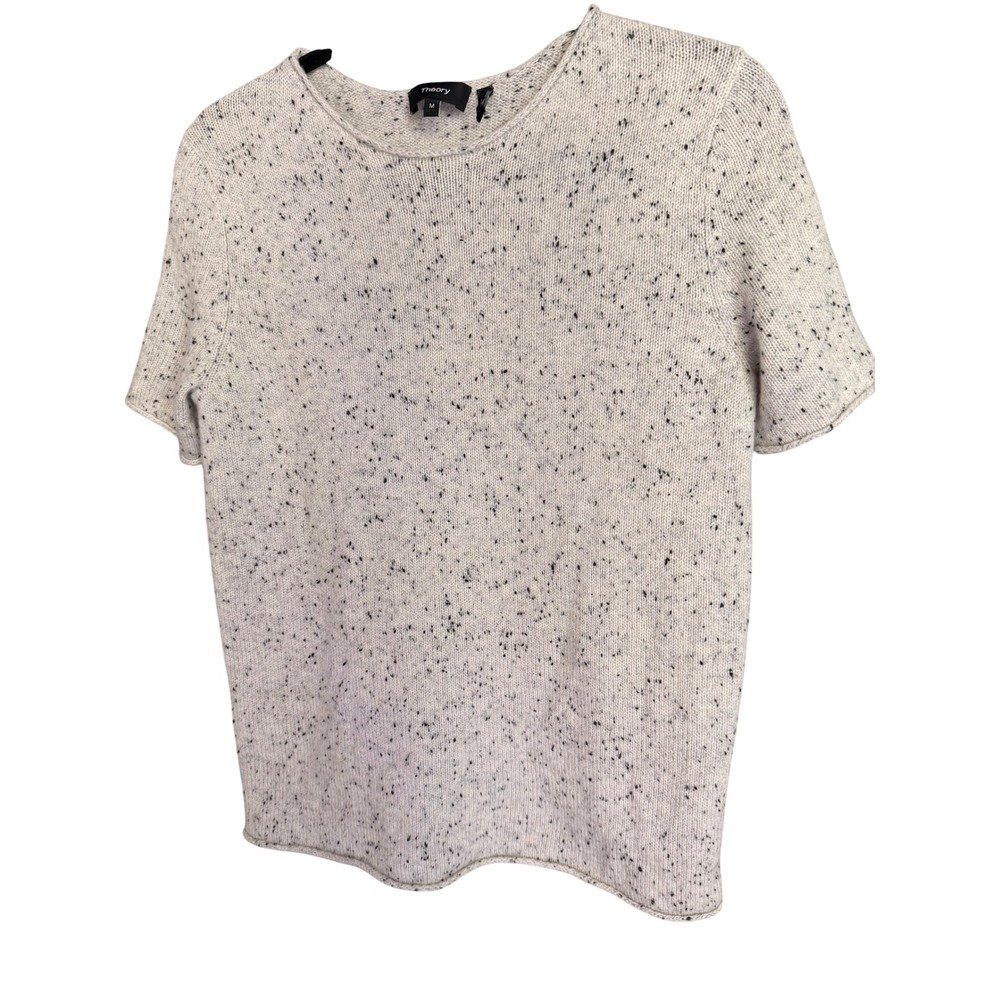 Theory Tolleree Donegal Cashmere Short Sleeve Sweater Size M
